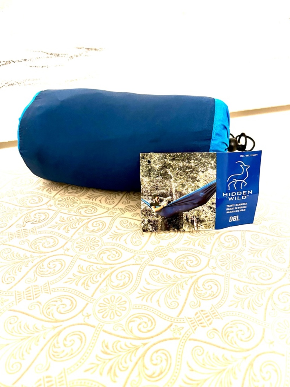Double Travel Hammock in Navy and Teal